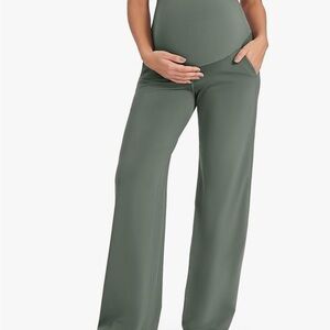 Chic Olive Green Maternity Wide Leg Pants